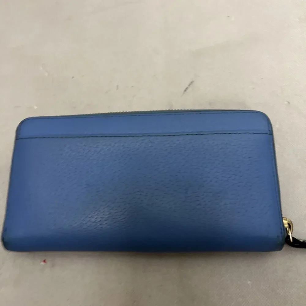 Kate Spade Blue Leather Zip Around Wallet